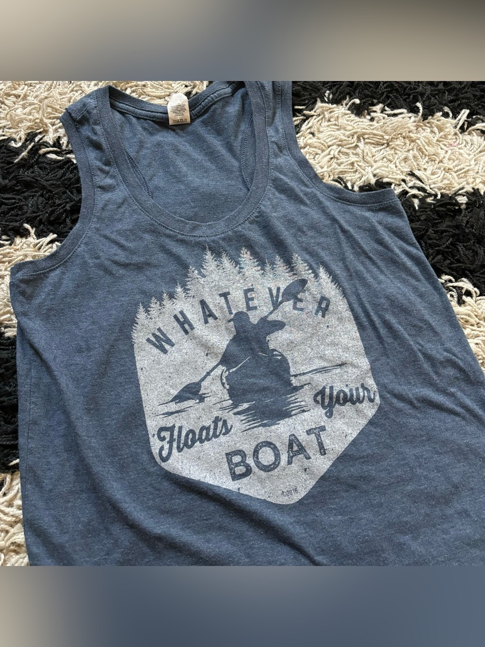 District Made Whatever Floats Your Boat Graphic Blue Mason Jar Label Tank Top